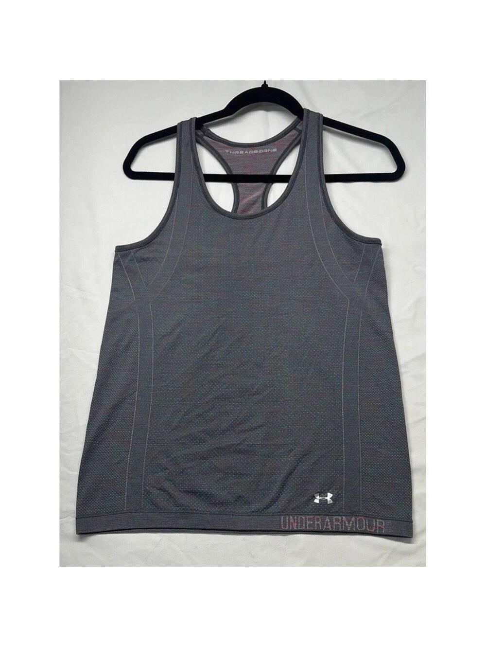 Under Armour Threadborne Tank Women S Grey Pink Racerback Seamless Activewear - Picture 1 of 6